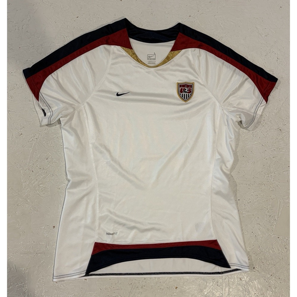 Nike Fit USA Womens L Home Soccer 2007 World Cup White Jersey 228032-100 USWNT